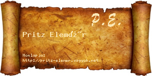 Pritz Elemér névjegykártya